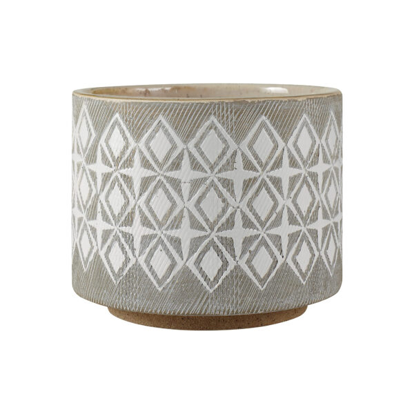 Grey + White Geometric Ceramic Planter