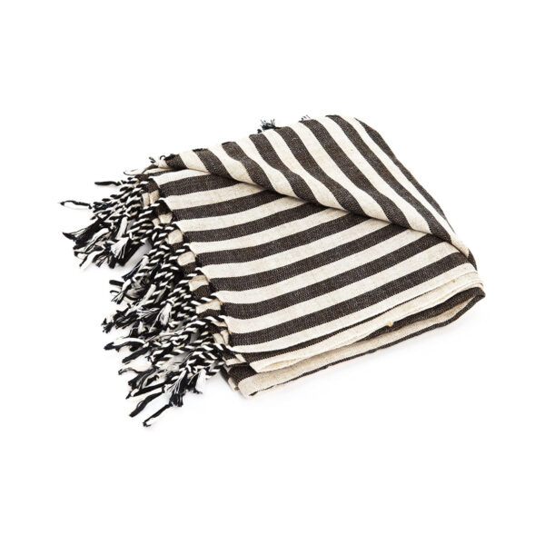 Charcoal Striped Turkish Towel