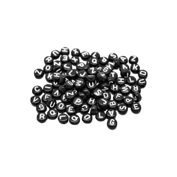 Plastic Black Alphabet Beads